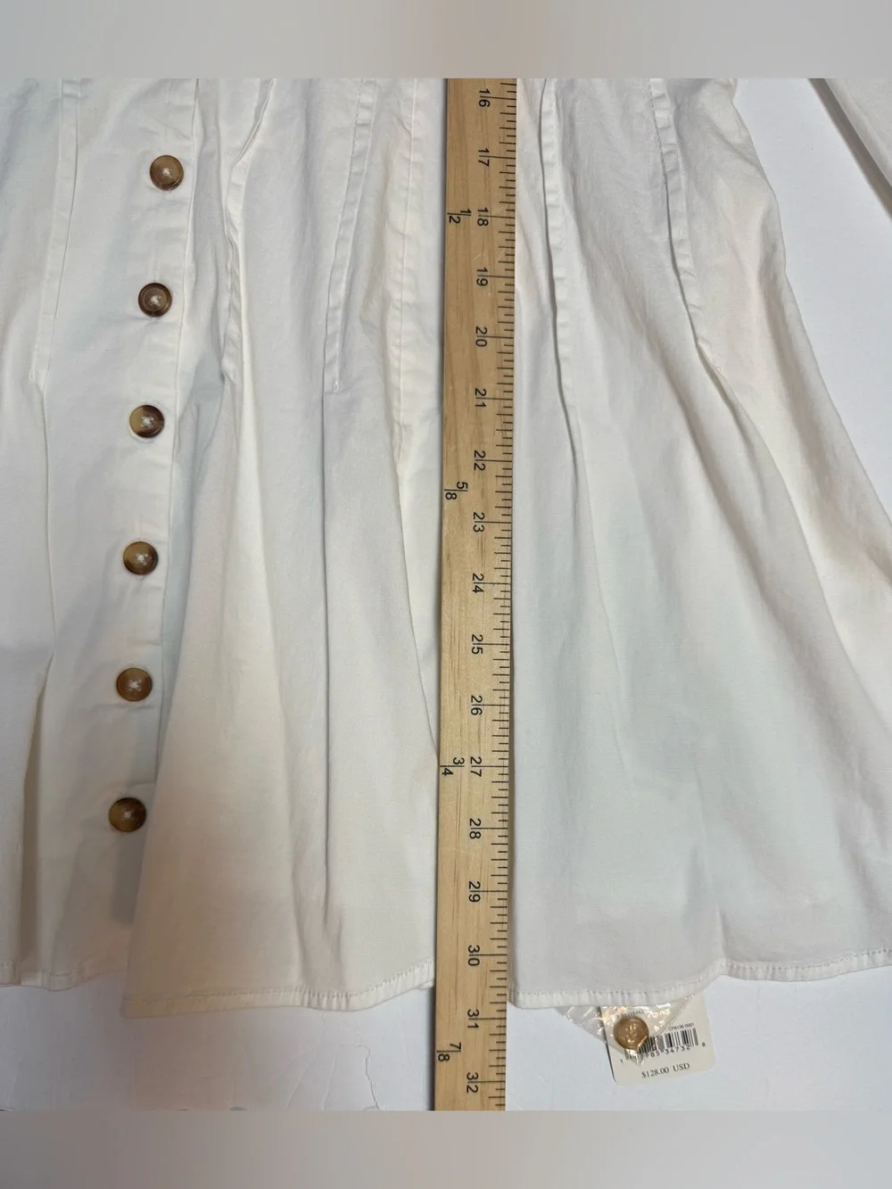 NWT Free People marvelous Mia long sleeve Button-Front Ivory Mini Shirt Dress XS - Picture 14 of 16